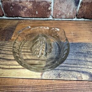 Vintage Clear Glass  Citrus Juice Squeezer Reamer Juicer Tab Handle Twisted MCM